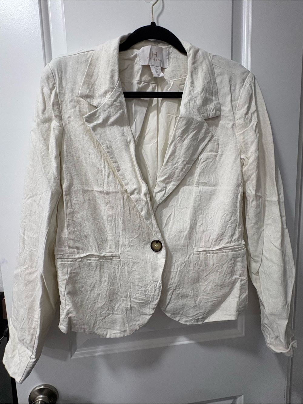 H by Halston Cream Single-Button Blazer